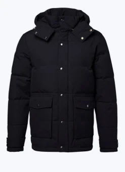Fursac Water-Repellent Down Jacket With Hood Navy Blue Shop