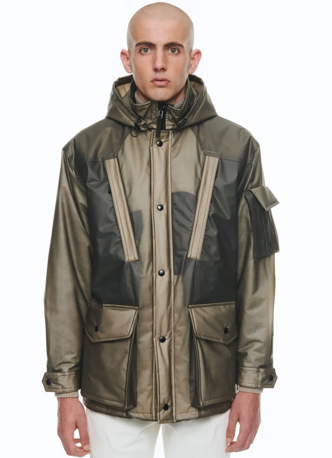 Fursac Water-Repellent See-Through Parka See-Through Grey Sale