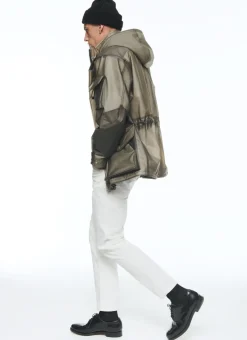 Fursac Water-Repellent See-Through Parka See-Through Grey Sale