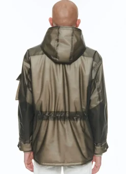 Fursac Water-Repellent See-Through Parka See-Through Grey Sale