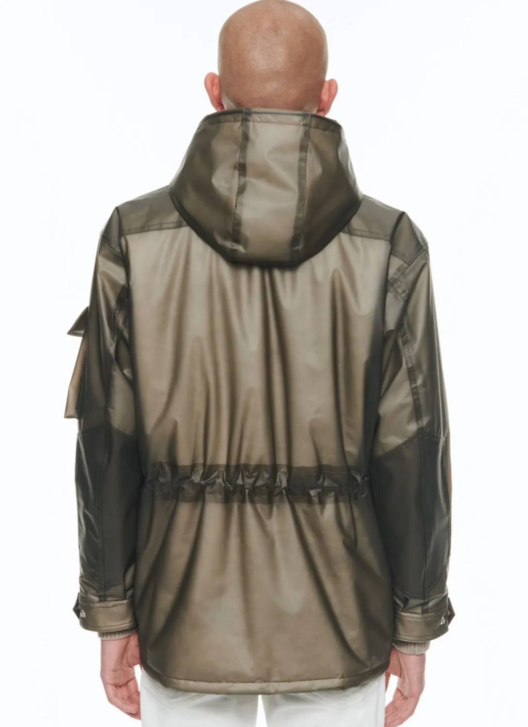Fursac Water-Repellent See-Through Parka See-Through Grey Sale