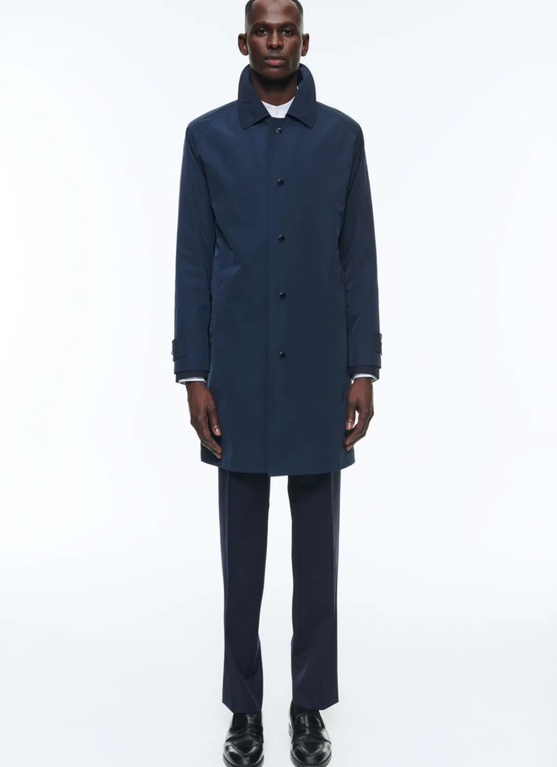 Fursac Water-Repellent Solaro Cotton Coat Navy Blue Best
