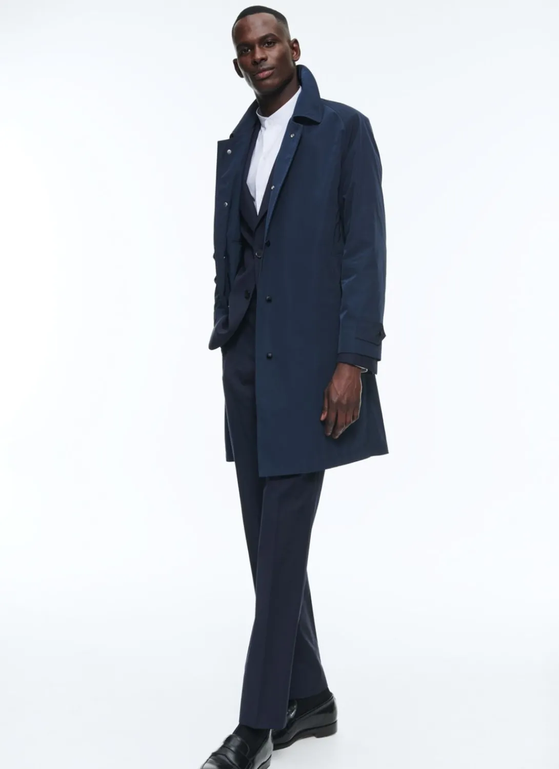 Fursac Water-Repellent Solaro Cotton Coat Navy Blue Best