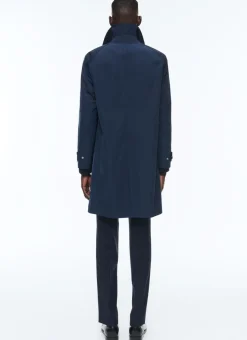 Fursac Water-Repellent Solaro Cotton Coat Navy Blue Best