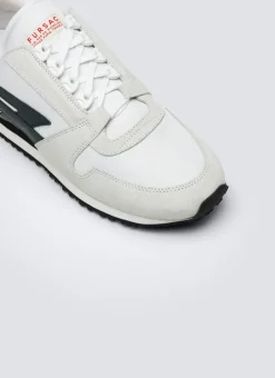 Fursac White Leather And Nylon Sneakers White - Green Logo New