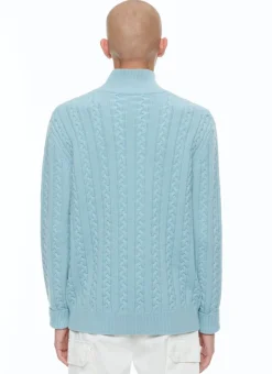 Fursac Wool And Cashmere Cable-Knit Sweater Sky Blue Outlet