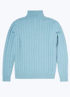Fursac Wool And Cashmere Cable-Knit Sweater Sky Blue Outlet
