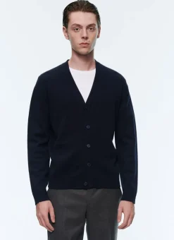 Fursac Wool And Cashmere Cardigan Navy Blue Fashion