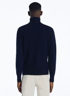Fursac Wool And Cashmere Roll Neck Sweater Navy Blue Fashion