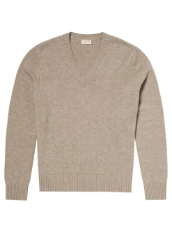 Fursac Wool And Cashmere Sweater With V-Collar Camel Fashion