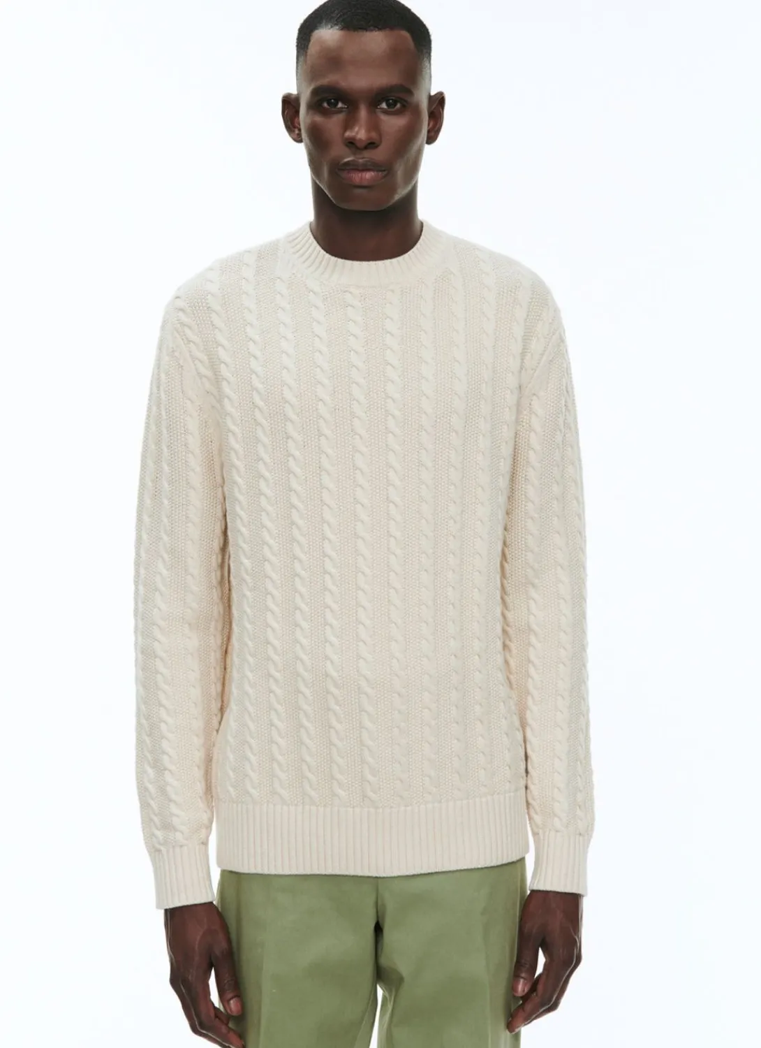 Fursac Wool And Cotton Cable Knit Sweater Ecru Best Sale