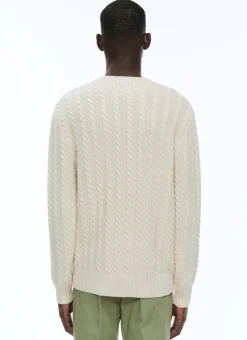 Fursac Wool And Cotton Cable Knit Sweater Ecru Best Sale