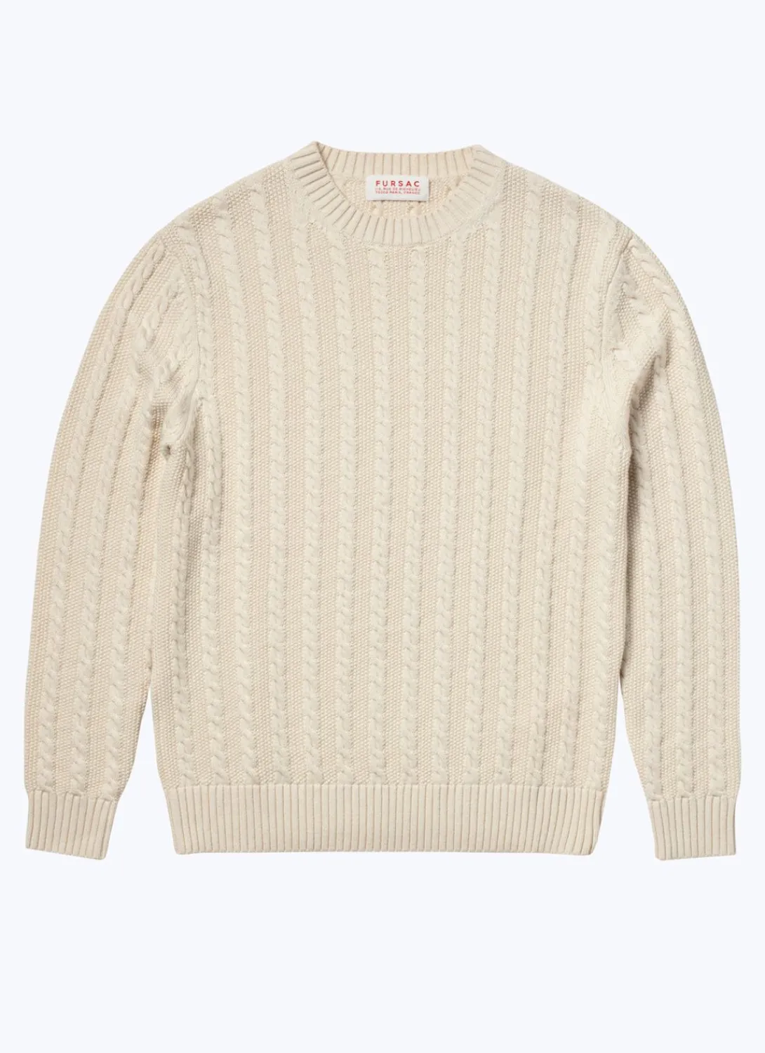Fursac Wool And Cotton Cable Knit Sweater Ecru Best Sale