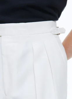 Fursac Wool And Cotton Pleated Trousers Ecru Clearance