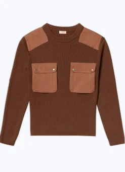 Fursac Wool And Cotton Ribbed Sweater Camel Brown Hot
