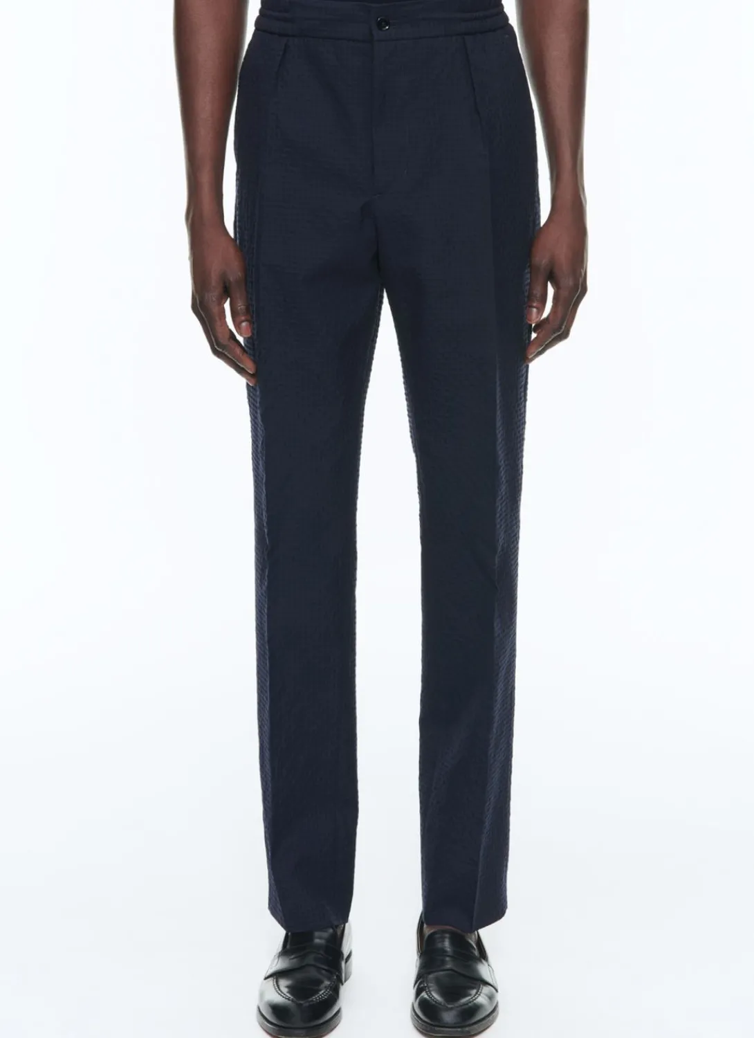 Fursac Wool And Cotton Seersucker Suit Navy Blue - Tone On Tone Gingham Pattern Online
