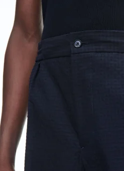 Fursac Wool And Cotton Seersucker Suit Navy Blue - Tone On Tone Gingham Pattern Online