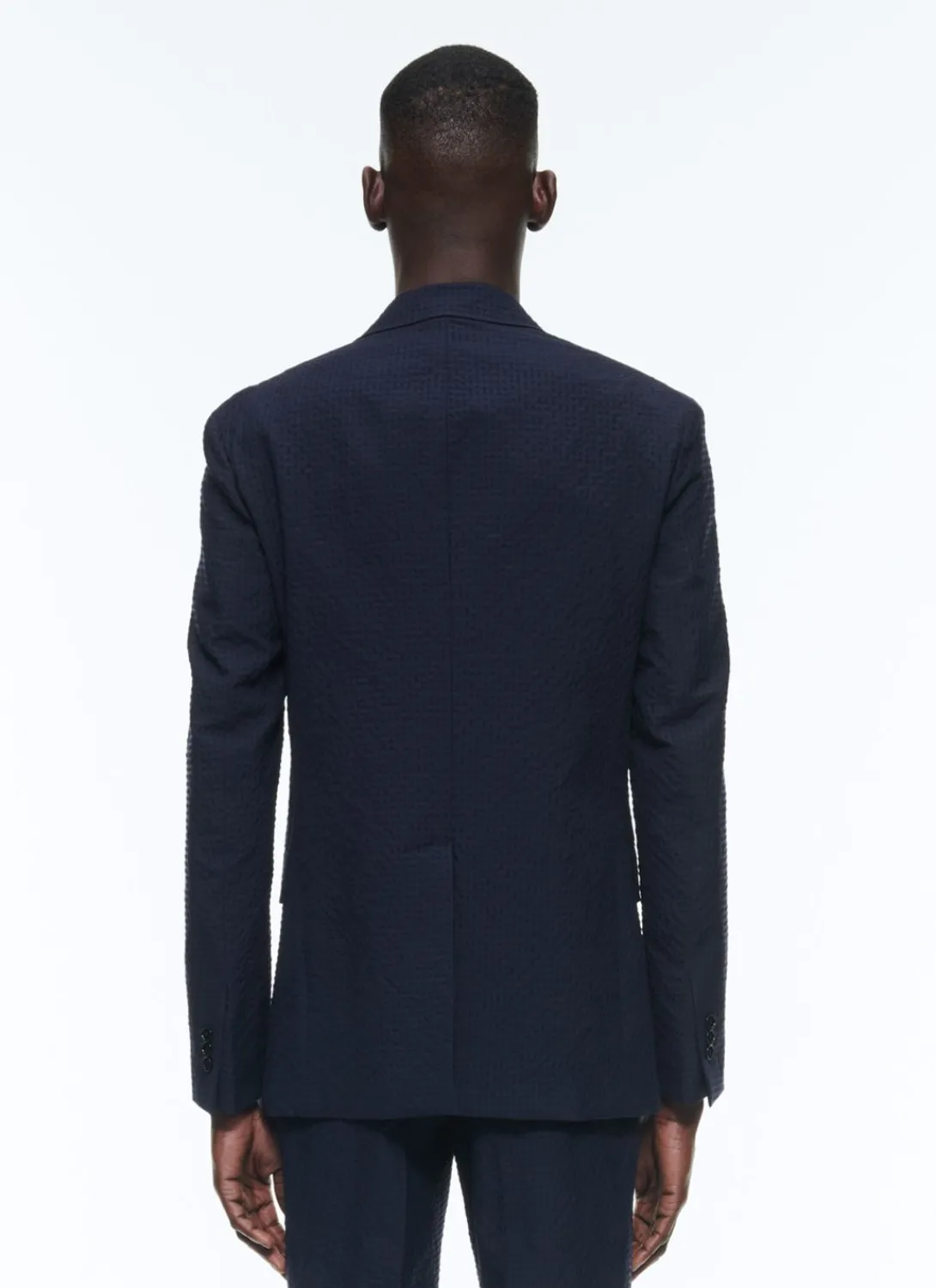 Fursac Wool And Cotton Seersucker Suit Navy Blue - Tone On Tone Gingham Pattern Online
