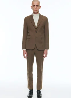 Fursac Wool And Cotton Straight Suit Tobacco - Blended Herringbone Pattern New