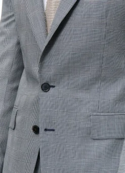 Fursac Wool And Cotton Suit With Pattern Grey Blue - Prince Of Wales Pattern Cheap
