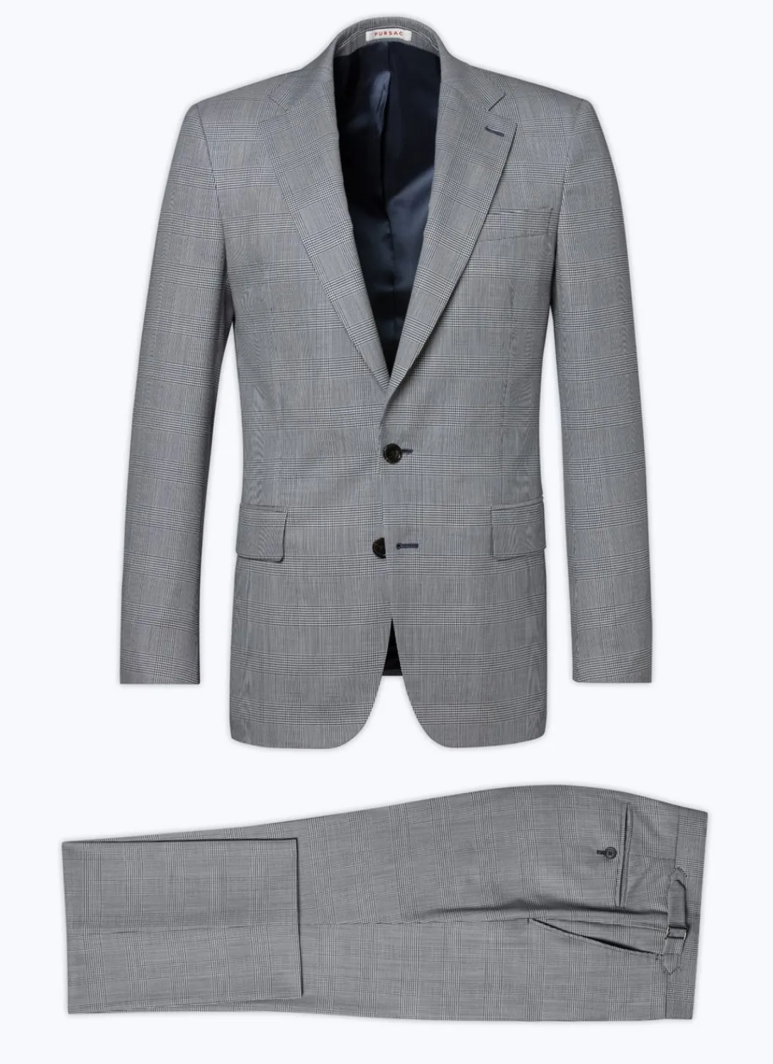Fursac Wool And Cotton Suit With Pattern Grey Blue - Prince Of Wales Pattern Cheap