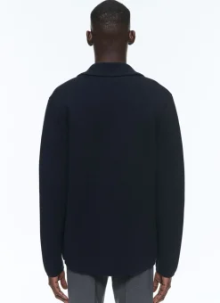 Fursac Wool And Cotton Tailored Cardigan Navy Blue Best
