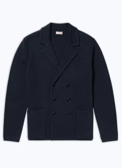 Fursac Wool And Cotton Tailored Cardigan Navy Blue Best