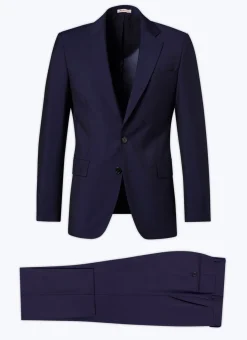 Fursac Wool And Mohair Fitted Suit Indigo Blue Discount