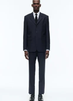 Fursac Wool And Mohair Serge Fitted Suit Navy Blue Store