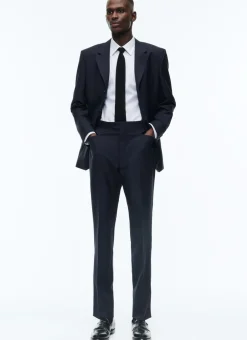 Fursac Wool And Mohair Serge Fitted Suit Navy Blue Store