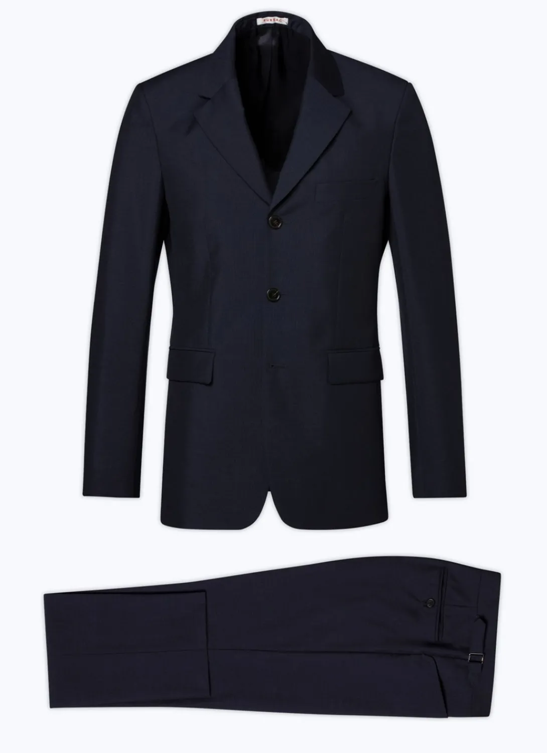 Fursac Wool And Mohair Serge Fitted Suit Navy Blue Store
