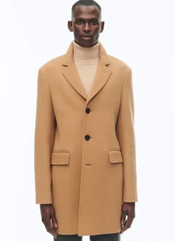 Fursac Wool Broadcloth Fitted Coat Camel Discount