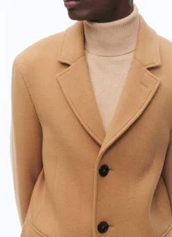 Fursac Wool Broadcloth Fitted Coat Camel Discount