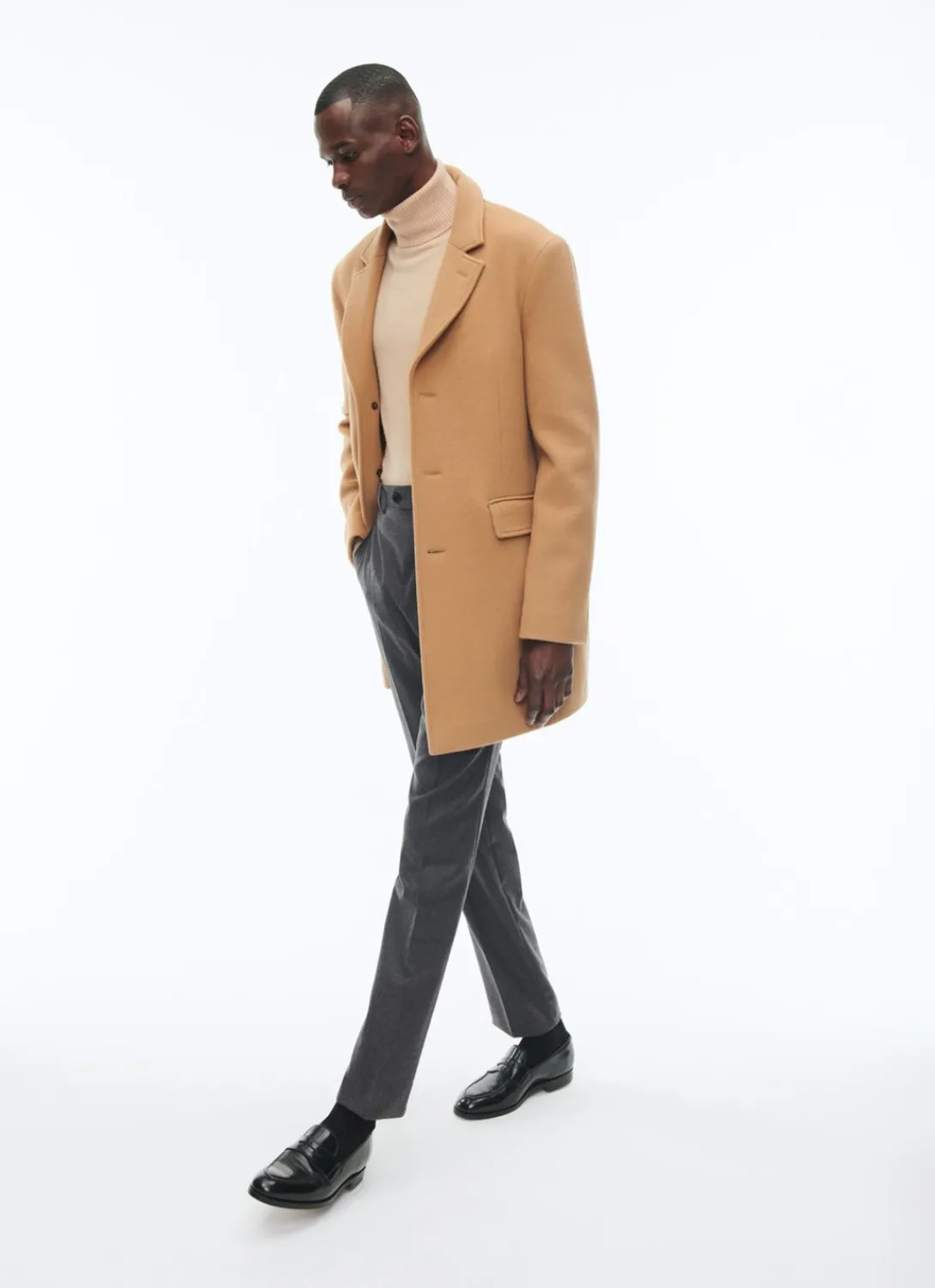 Fursac Wool Broadcloth Fitted Coat Camel Discount