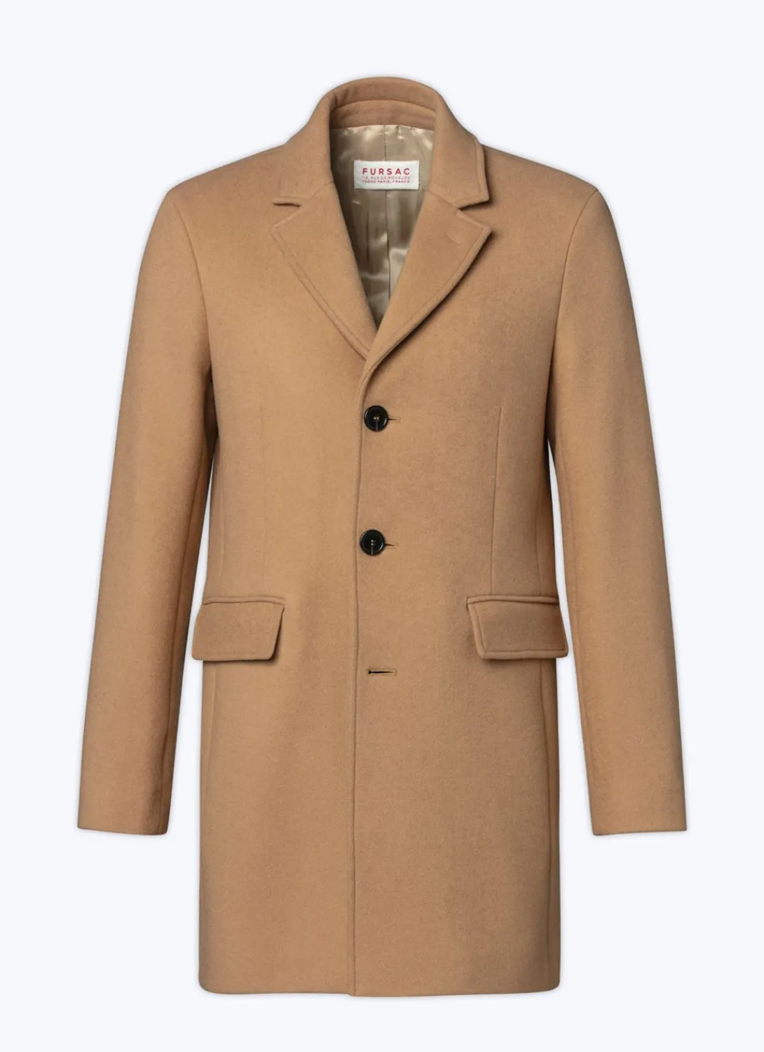 Fursac Wool Broadcloth Fitted Coat Camel Discount