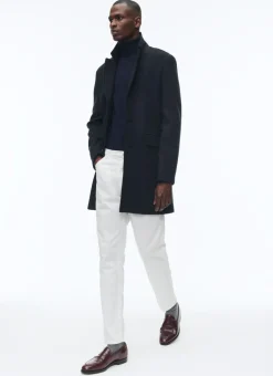 Fursac Wool Broadcloth Fitted Coat Navy Blue Cheap