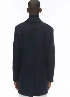 Fursac Wool Broadcloth Fitted Coat Navy Blue Cheap