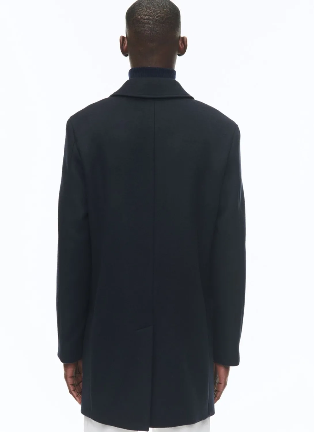 Fursac Wool Broadcloth Fitted Coat Navy Blue Cheap