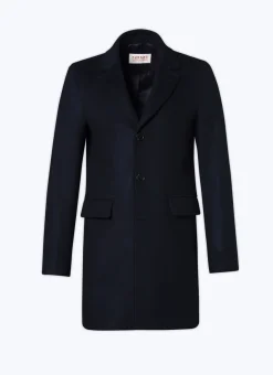 Fursac Wool Broadcloth Fitted Coat Navy Blue Cheap