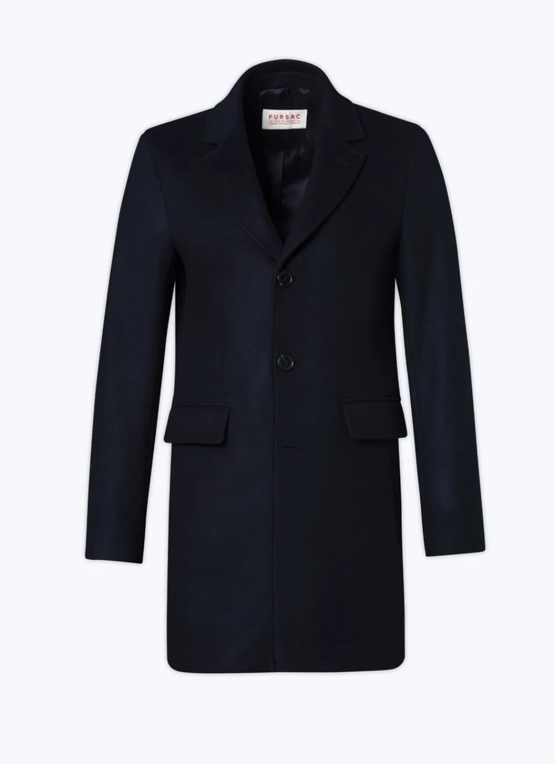Fursac Wool Broadcloth Fitted Coat Navy Blue Cheap