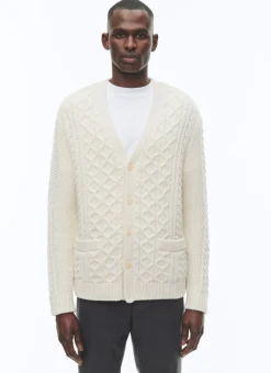 Fursac Wool Cable-Knit Cardigan Ecru Fashion