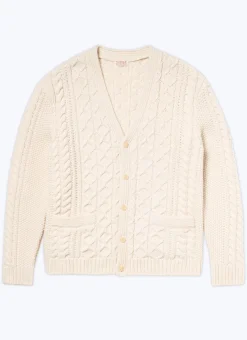 Fursac Wool Cable-Knit Cardigan Ecru Fashion