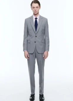 Fursac Wool Canvas Fitted Suit Grey Hot