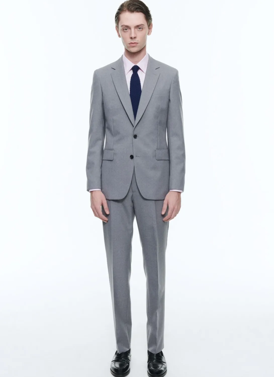 Fursac Wool Canvas Fitted Suit Grey Hot