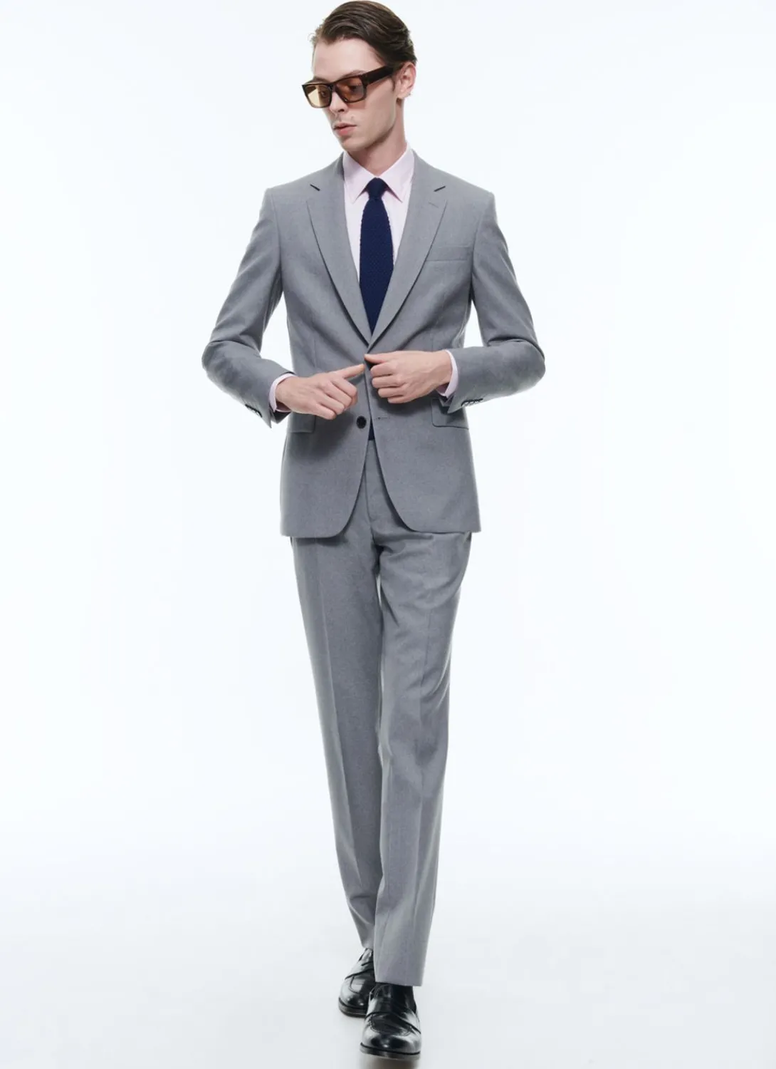 Fursac Wool Canvas Fitted Suit Grey Hot