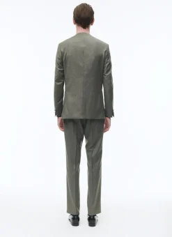Fursac Wool Collarless Double-Breasted Suit Bronze Sale