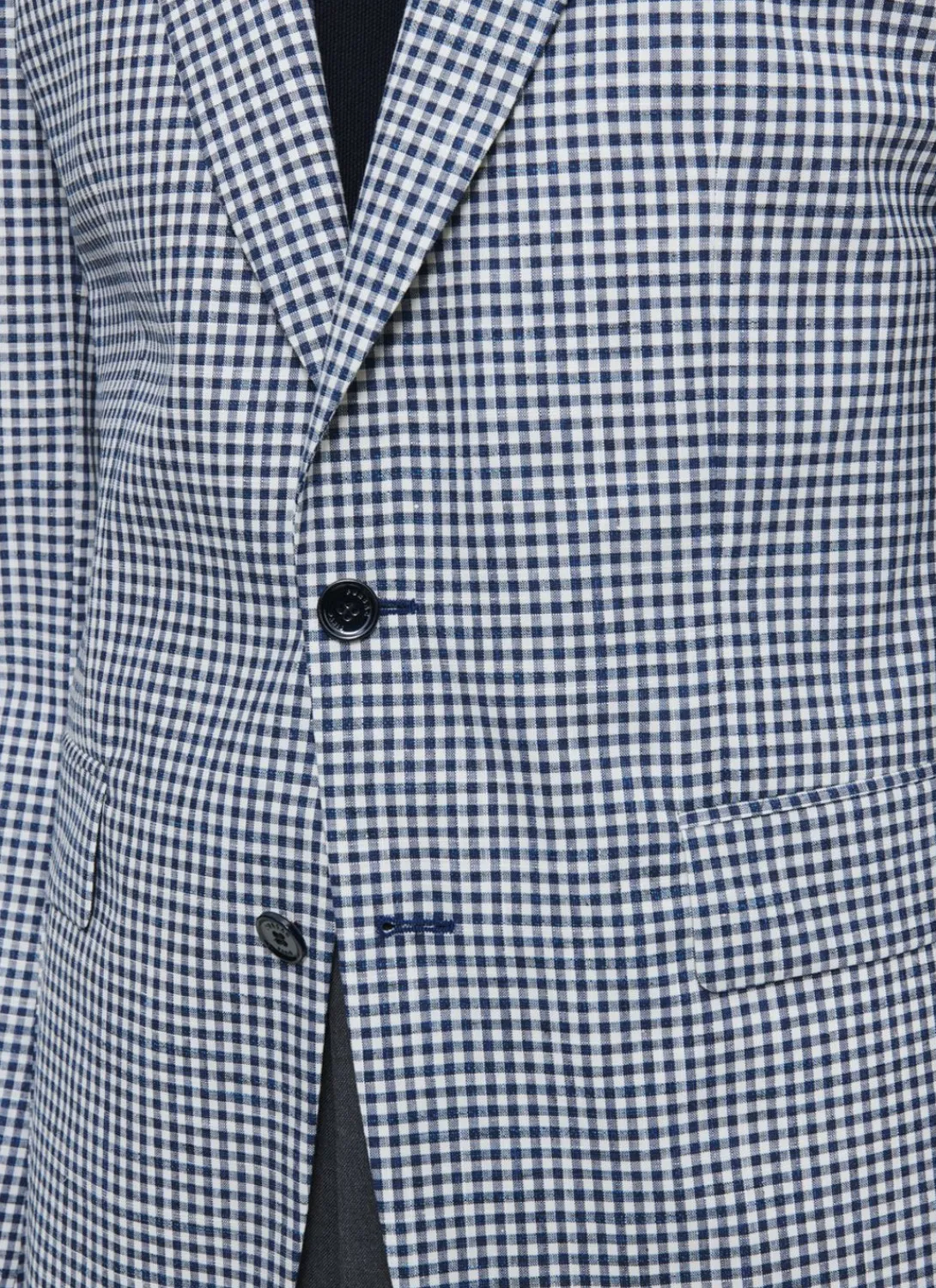 Fursac Wool, Cotton And Linen Jacket White And Dark Blue Gingham Pattern Outlet