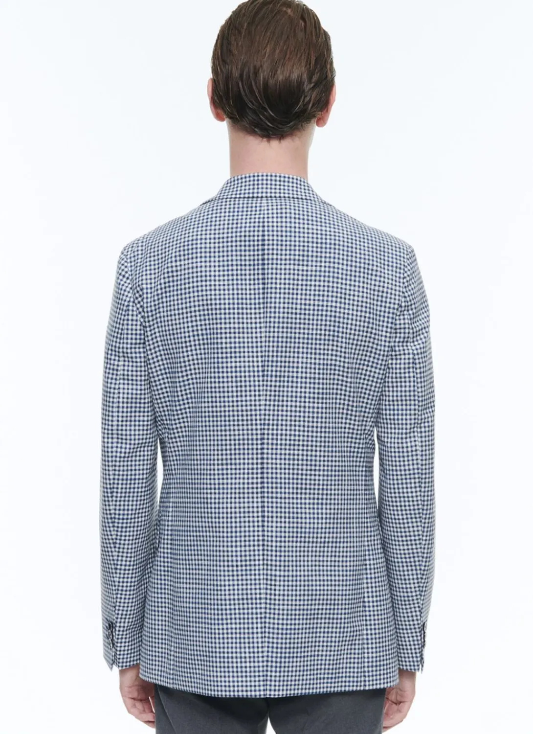 Fursac Wool, Cotton And Linen Jacket White And Dark Blue Gingham Pattern Outlet