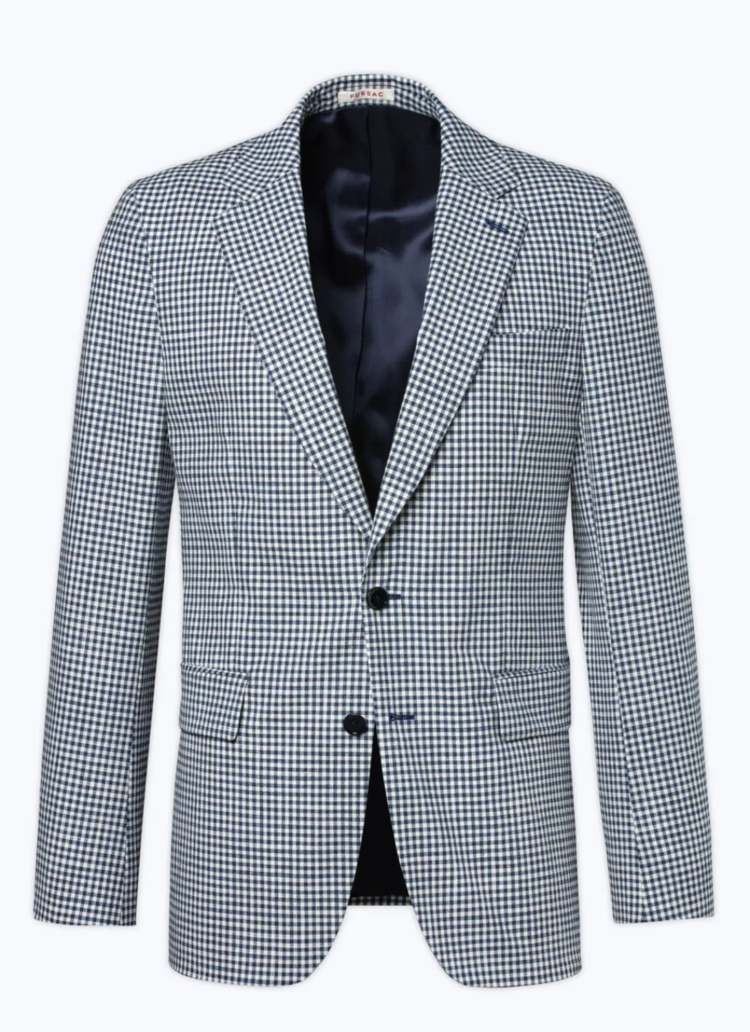 Fursac Wool, Cotton And Linen Jacket White And Dark Blue Gingham Pattern Outlet