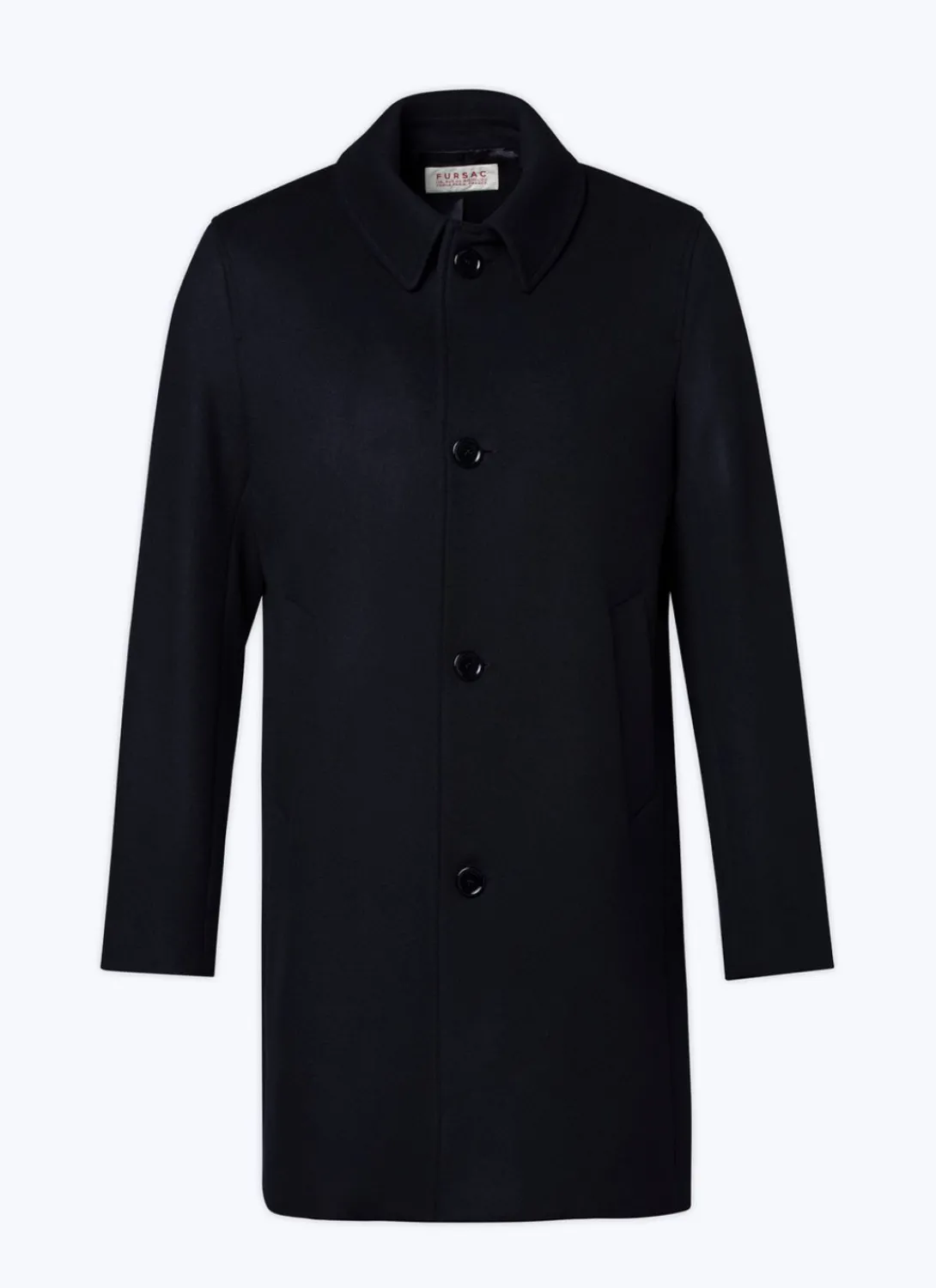 Fursac Woolen Cloth Coat With Officer Collar Navy Blue Best Sale